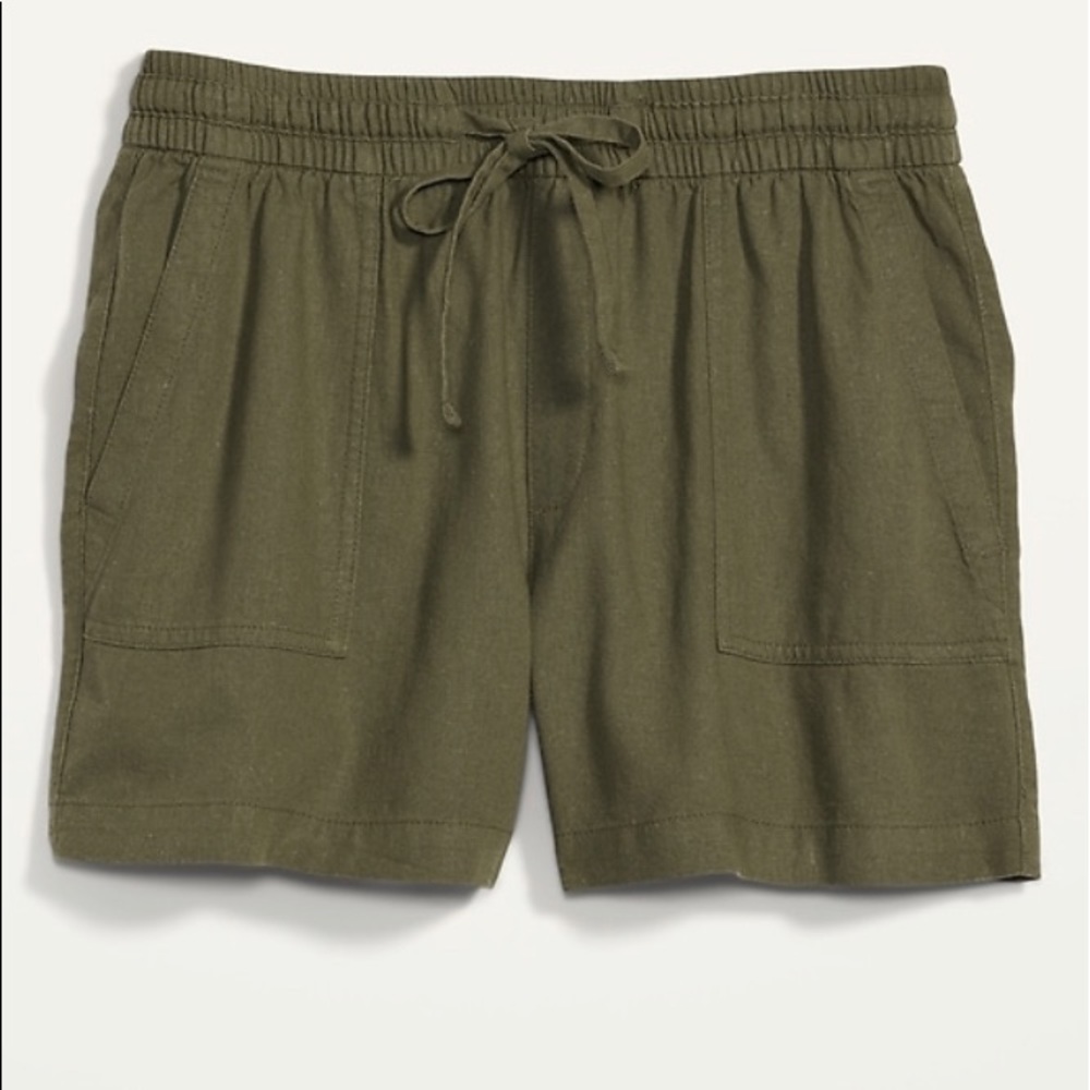 Two pair of Old Navy Olive Green and Black High-Waist Women's Drawstring Shorts